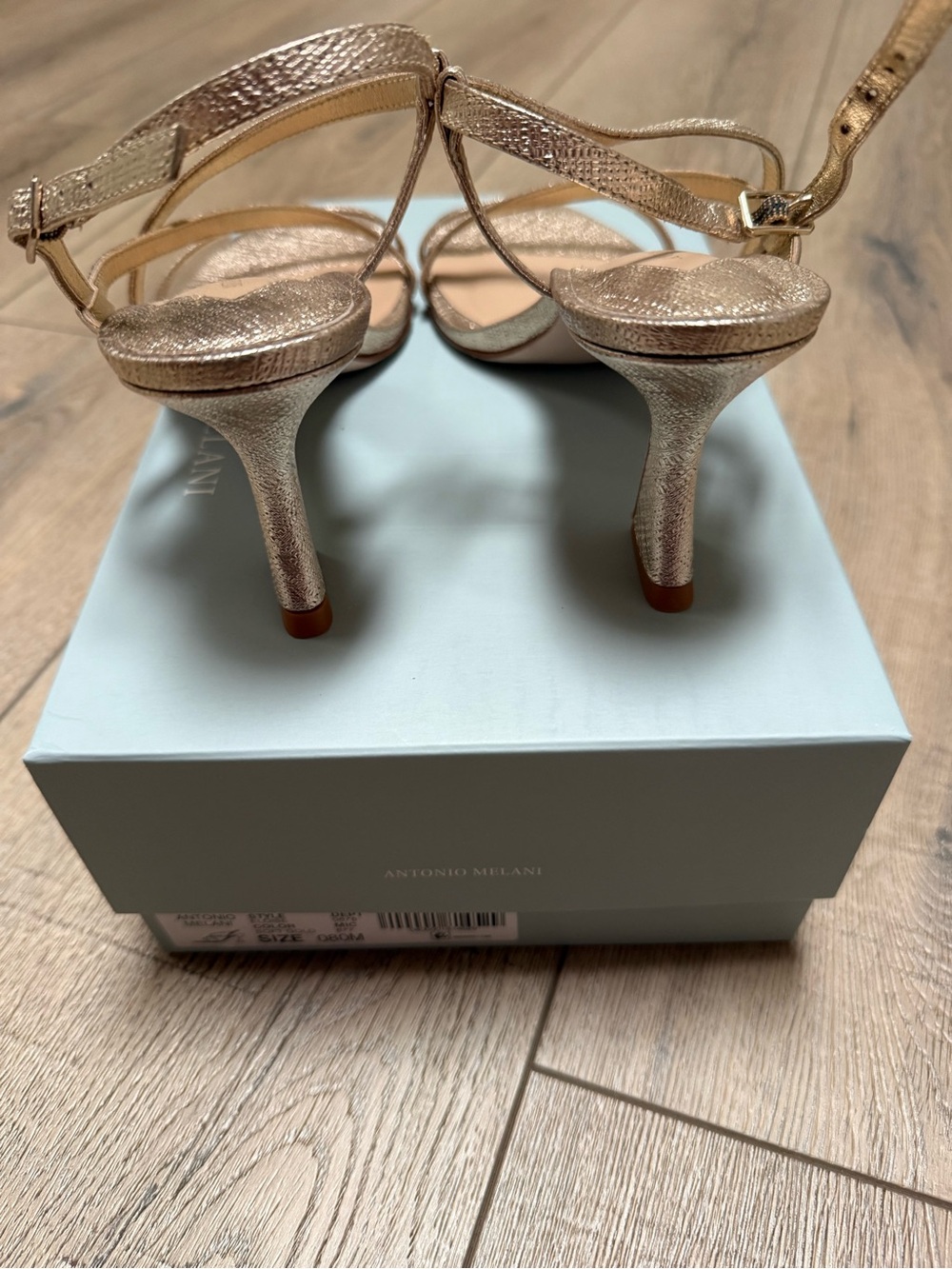 ANTONIO MELANI Metallic Gold Strappy Heels - Picture 3 of 5